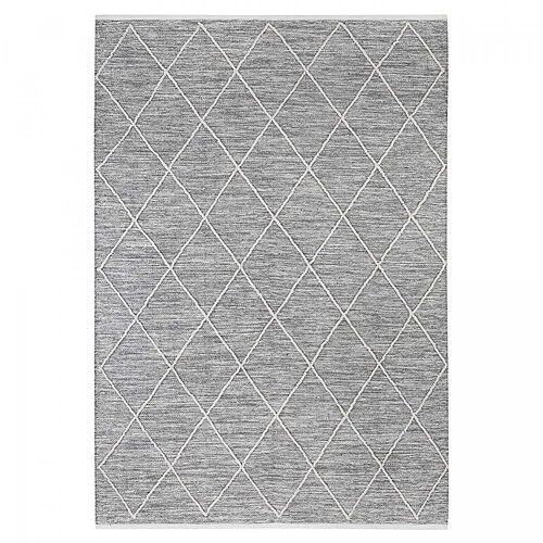 UnAmourDeTapis tapis salon 140x200 tissé en coton gris rectangle motif scandinave COTONA