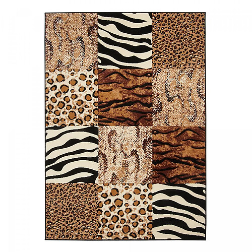 UnAmourDeTapis tapis chambre 80x150 tissé beige rectangle motif animaux LYN1 SAVANA