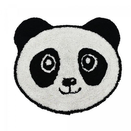 UnAmourDeTapis Tapis enfant Ø80cm en coton Lavable 30° PANDA blanc et noir