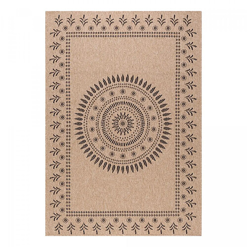 UnAmourDeTapis Tapis extérieur 200x290 tissé kilim beige et noir JUTE ART 6
