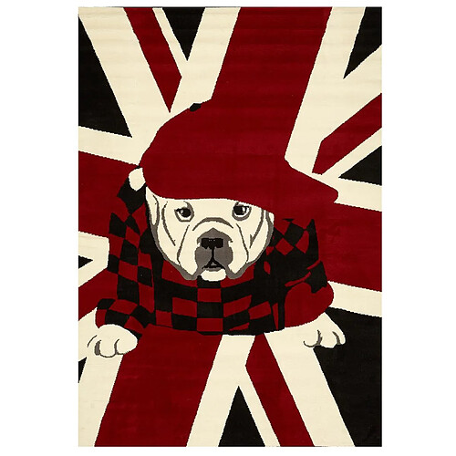 UnAmourDeTapis Tapis enfant 60x110 rectangle tissé rouge motif animaux LYN49 LONDDOG