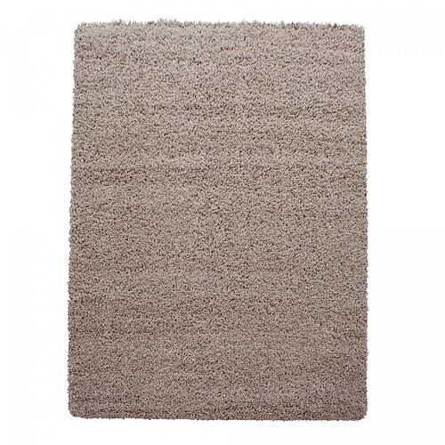 UnAmourDeTapis Tapis poils longs shaggy 100x200 rectangle tissé beige motif uni UNI L