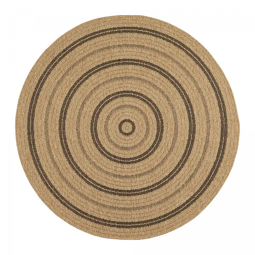 UnAmourDeTapis Tapis rond d'extérieur Ø80cm tissé kilim beige et noir JUTE ART 5
