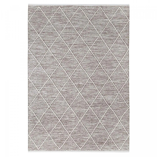 UnAmourDeTapis tapis salon 140x200 tissé en coton marron clair rectangle motif scandinave COTONA