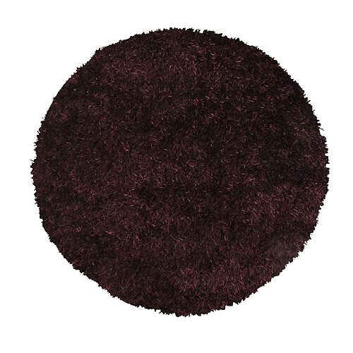 UnAmourDeTapis Tapis shaggy Ø100cm rond fait main violet motif uni MALAIDORY