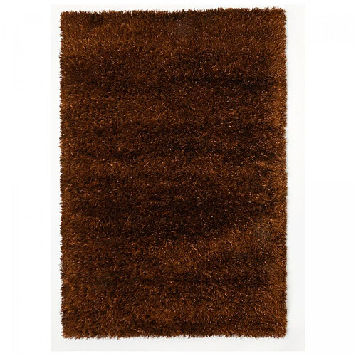 UnAmourDeTapis Tapis shaggy 90x160 rectangle fait main marron motif uni MALAIDORY