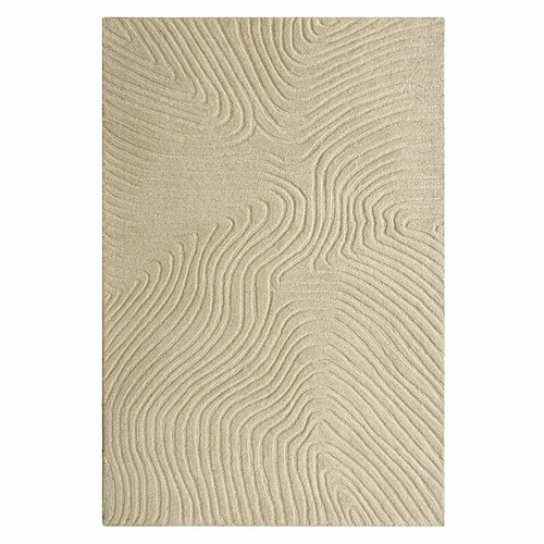 UnAmourDeTapis Tapis Salon 160 x 230 cm Beige, Laine chaleureuse, VYTA, motif abstrait en relief, design graphique