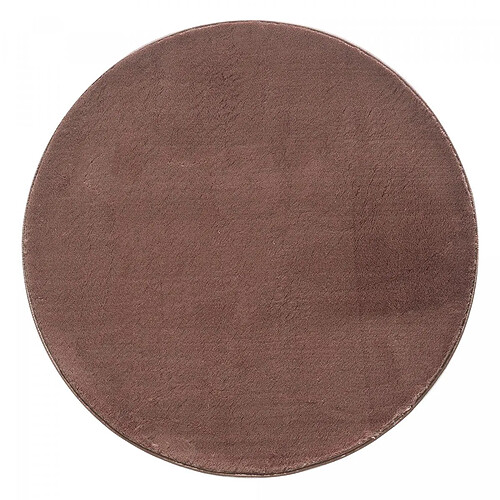 UnAmourDeTapis Tapis rond de chambre Ø120cm tissé marron rond motif uni ANVIK