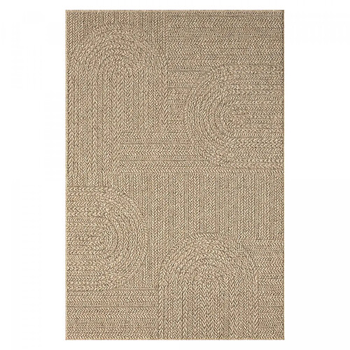UnAmourDeTapis Tapis extérieur intérieur rond Ø80 LYN13 REZA aspect jute motif arc-en-ciel ton sur ton