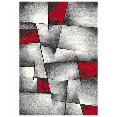 UnAmourDeTapis tapis accueil 140x140 tissé rouge carré motif géométrique LYN8 ULTIMA