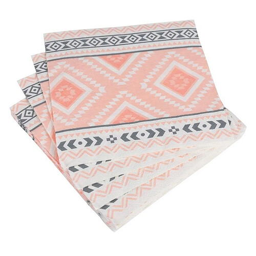 Homea Lot de 20 Serviettes en Papier Ethnic 33x33cm Rose