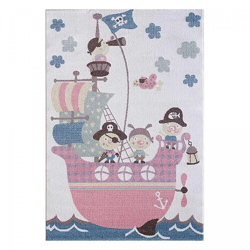 UnAmourDeTapis Tapis enfant 80x150 rectangle tissé crème PIRATOJI