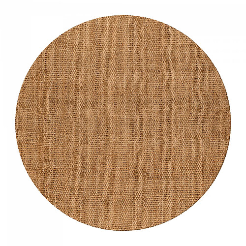 UnAmourDeTapis Tapis rond Ø100cm en jute tissé main LYN47 JUTE B Marron motif uni