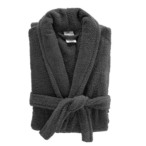 Douceur D'Interieur Peignoir Col Châle en Coton Tendresse Anthracite