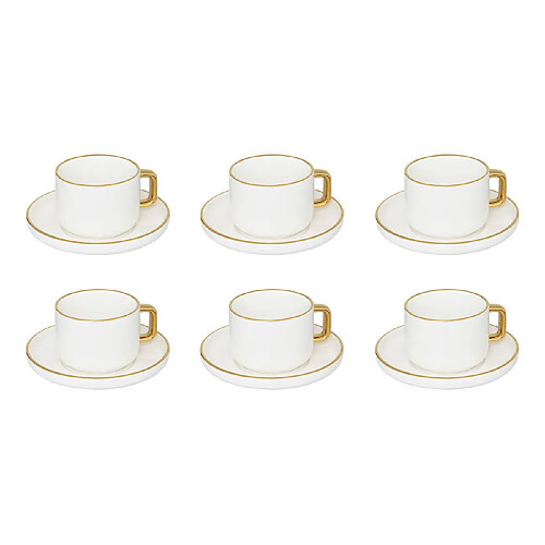 Secret De Gourmet Lot de 6 Tasses & Sous-Tasses Arya 25cl Blanc