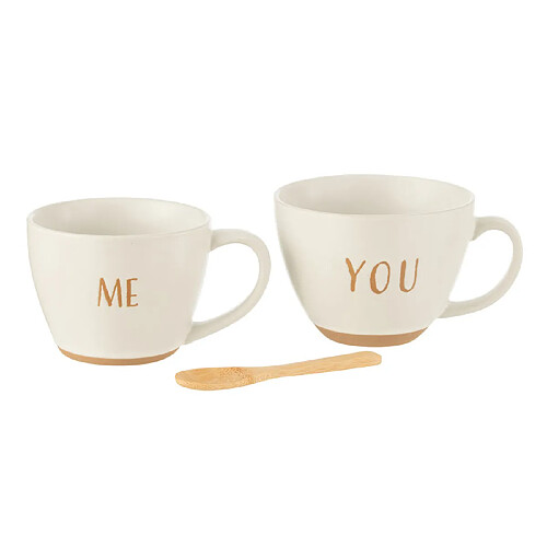 Paris Prix Lot de 2 Tasses Avec Cuillère Me You 24cm Blanc
