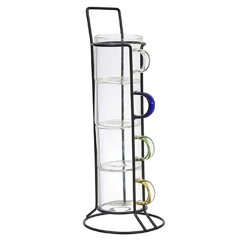 Paris Prix Lot de 4 Tasses à Café Avec Support Paradis 8cm Transparent