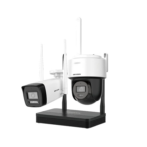 Kit de Vidéosurveillance Hikvision Caméra 4MP + Caméra PT 4MP + NVR IP 4 Canaux 6MP 2,8 mm