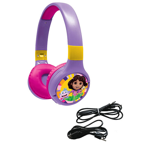 Lexibook Casque 2 en 1 Dora Bluetooth et Filaire avec limitation de son