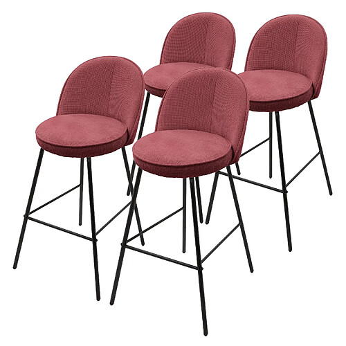 Ml-design Lot de 4 tabourets de bar - Rouge