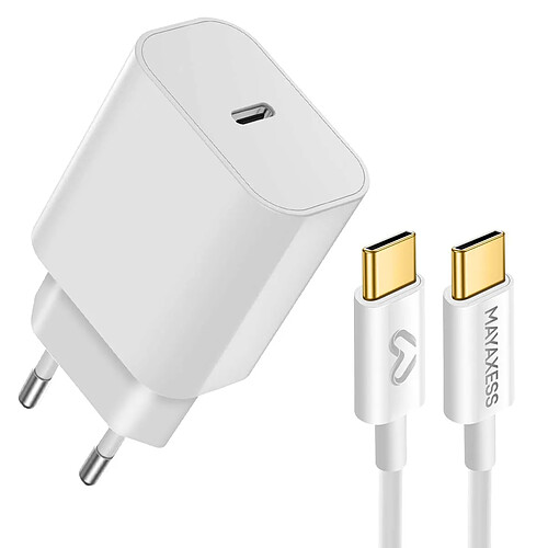 Mayaxess Chargeur Secteur pour Google Pixel 10 Pro XL 20W + Câble USB-C 1m Blanc