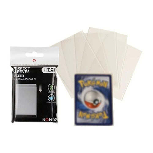 Protege-cartes - KONIX - Perfect Sleeves - 100 pochettes - Compatible Magic The Gathering, Pokémon -Transparent