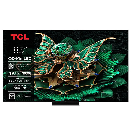 TV QD Mini LED Pro Tcl 85C79K 216 cm 4K UHD 2025 Aluminium brossé