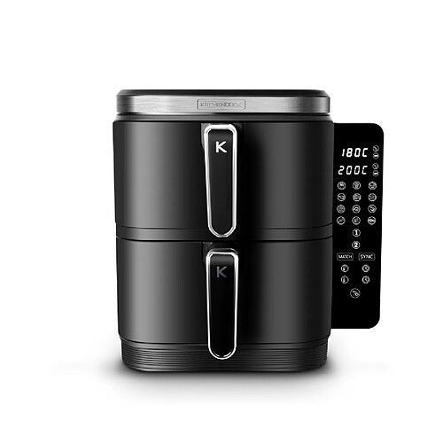 Kitchencook - Double Friteuse à Air Verticale 12l - 2800w - 12 Programmes - Thermostat Réglable - Panier à Friture Amovible
