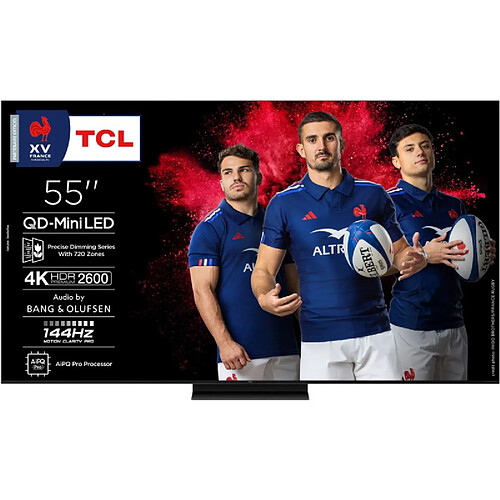TV QD Mini LED Tcl 55C89K 138 cm 4K UHD 2025 Aluminium brossé