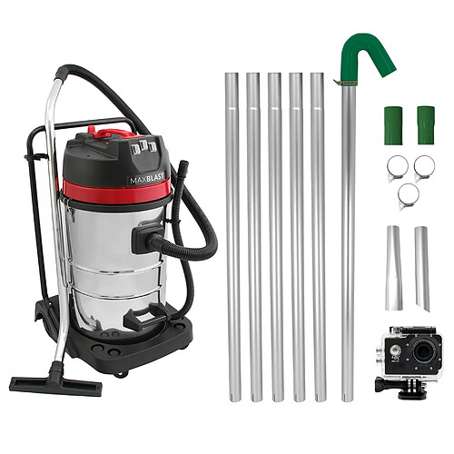 Monstershop MAXBLAST Lot de Aspirateur Industriel 80 L, Perche Pour Gouttières & Caméra d'Inspection