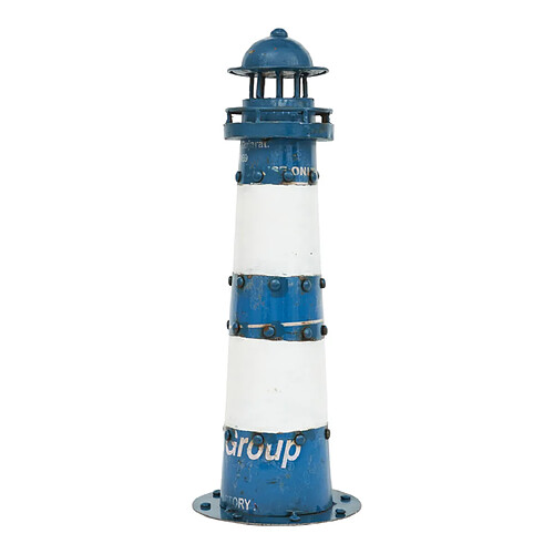BATELA Phare bleu et blanc en métal