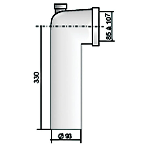 Coude WC 90° Mâle D 100mm avec piquage dessus REGIPLAST PLA