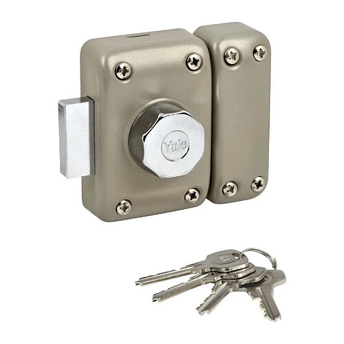 Yale Verrou à bouton et cylindre - Beige et gris