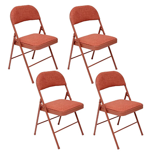 Five Simply Smart Lot de 4 chaises pliantes en tissu chiné FLEXY - Rouge