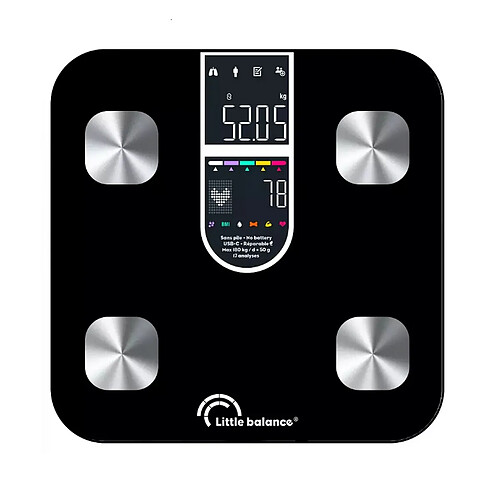 Impédancemètre connecté 180kg/50gr noir - 8838 - Ic-x4 Visio+ - LITTLE BALANCE