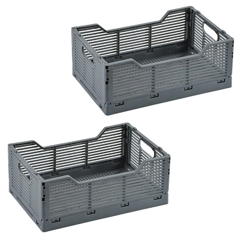 Homea Lot de 2 cagettes pliables FOLDY - Taille M - Gris