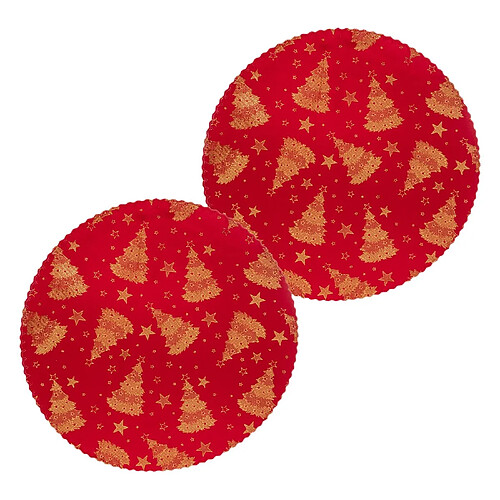 Feeric Lights And Christmas Lot de 2 sets de table en velours SAPIN - Rouge