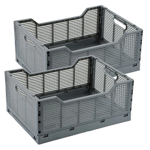 Homea Lot de 2 cagettes pliables FOLDY - Taille L - Gris