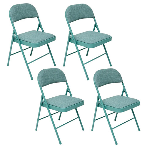 Five Simply Smart Lot de 4 chaises pliantes en tissu chiné FLEXY - Vert