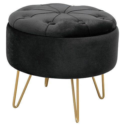 Akord Pouf rond en velours - Noir
