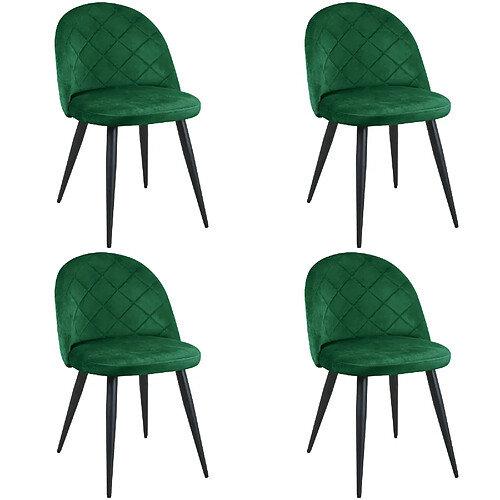 Akord Lot De 4 Chaises Vert Bouteille 46X43X48
