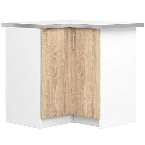 Akord Meuble De Cuisine D'angle Avec Plan De Travail Blanc/Chêne Sonoma 84X45X86