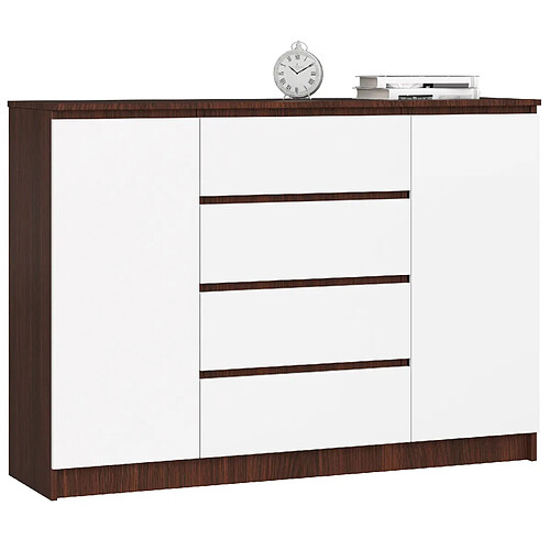Akord Commode 2 Portes 4 Tiroirs Wengé Blanc 138X40X99