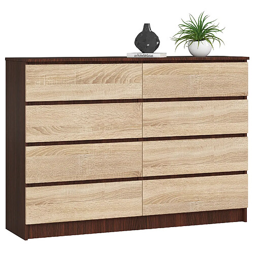 Akord Dressoir 8 Tiroirs Wengé/Chêne Sonoma 138X40X99