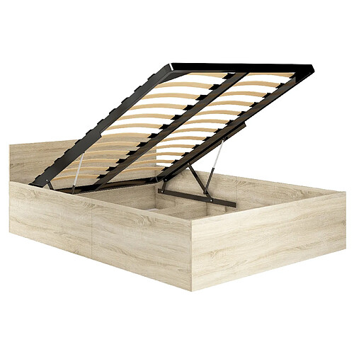 Akord Lit Surélevé Avec Tiroir + Sommier À Lattes Chêne Sonoma 200X100X68