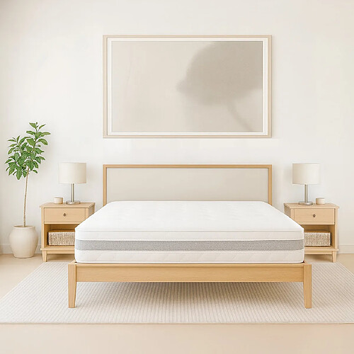 The White Stone Matelas 160x190 ergonomique et respirant 20 cm | Confort naturel et design scandinave à fe