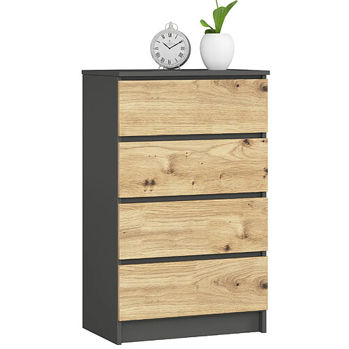 Akord Buffet 4 Tiroirs Gris Graphite/Chêne Artisan 60X40X99