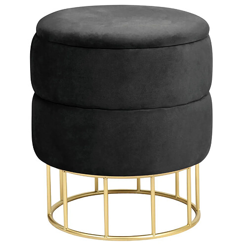 Akord Pouf-coffre rond velours - Vert foncé