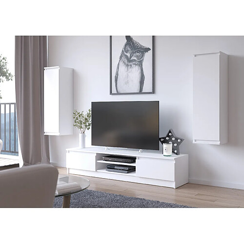 Akord ensemble meuble TV mural - Blanc mat