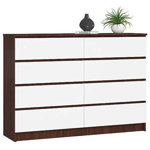 Akord Dressoir 8 Tiroirs Wengé/Blanc 138X40X99